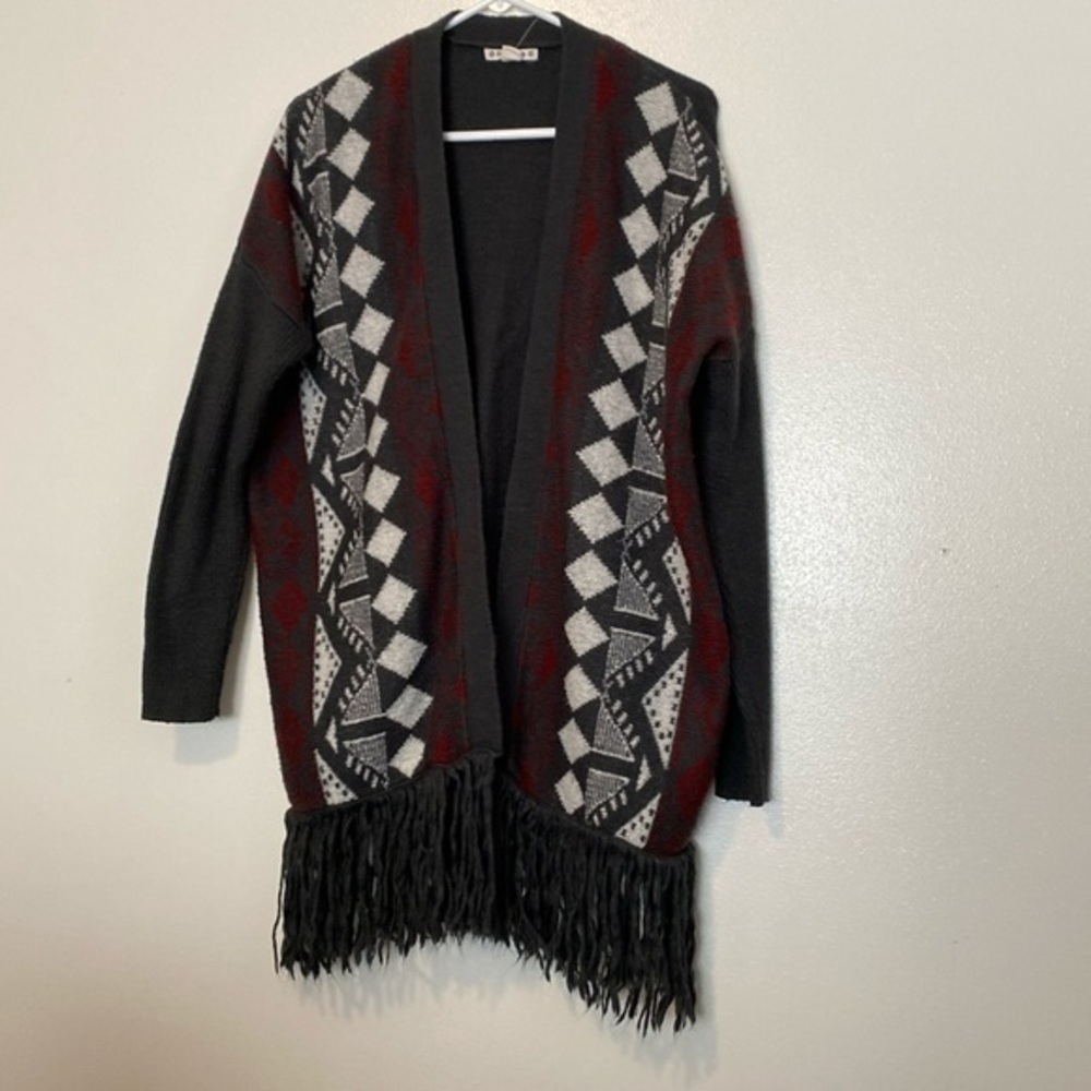 Ruff Hewn long sleeve fridge boho diamond cardigan medium